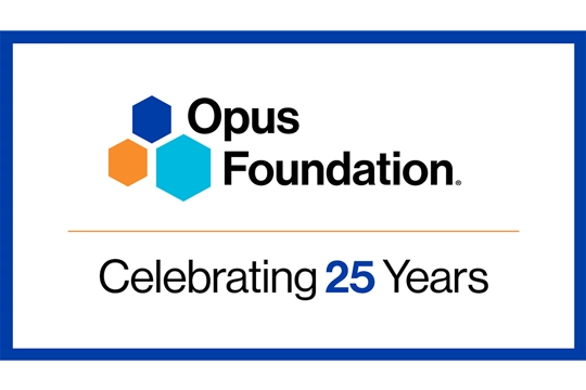graphic with words "Opus Foundation Celebrating 25 Years"